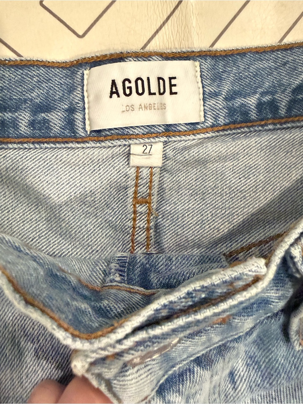 Agolde Light Wash Mila High-Rise Denim Cutoff Shorts - Picture 6 of 11